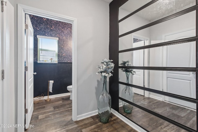 bathroom featuring hardwood / wood-style floors and toilet