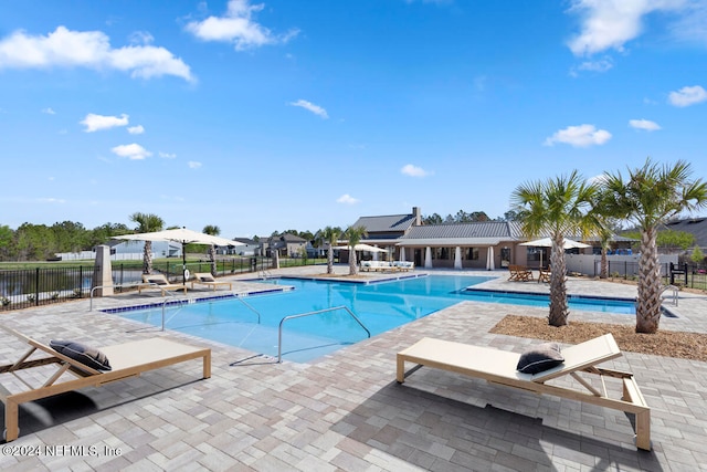 view of pool featuring a patio area