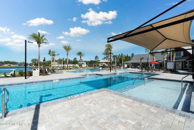 view of pool featuring a patio area