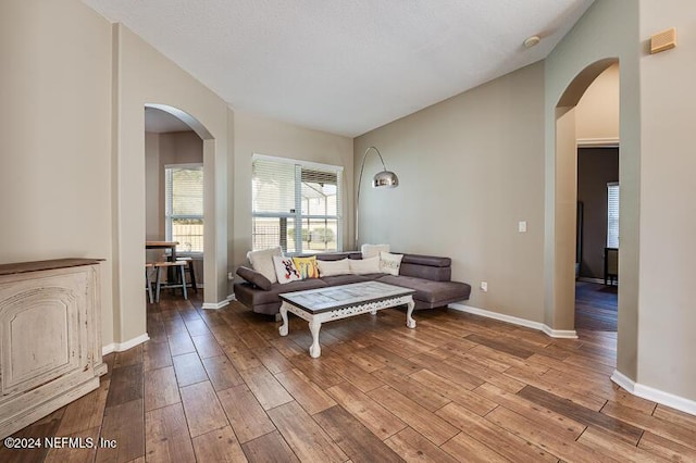 living room with wood-type flooring