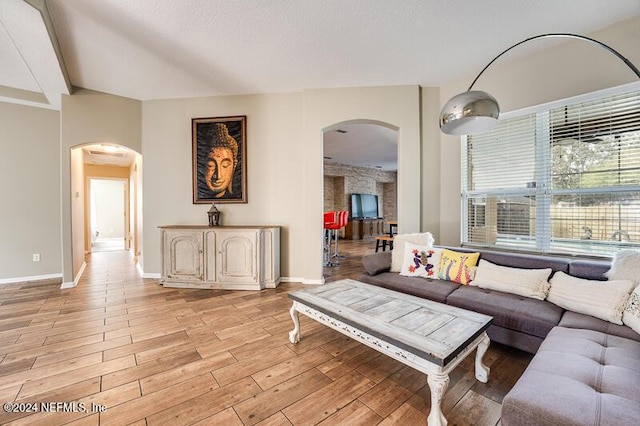 living room with light wood-type flooring