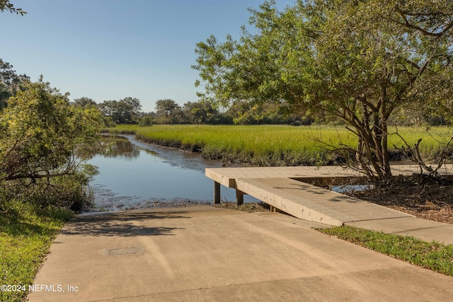 view of dock featuring a water view