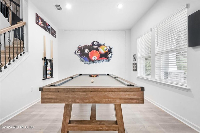 playroom with pool table and wood-type flooring