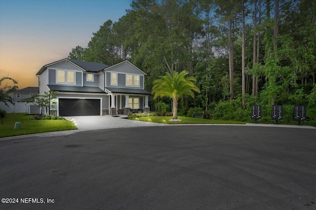 view of front of house with a garage