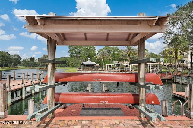 dock area featuring a water view