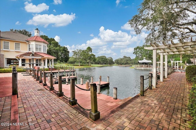 dock area featuring a water view