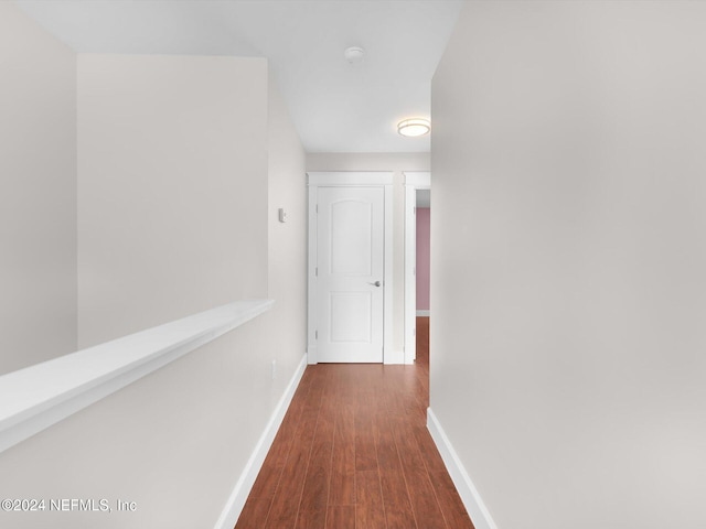 corridor featuring dark wood-type flooring