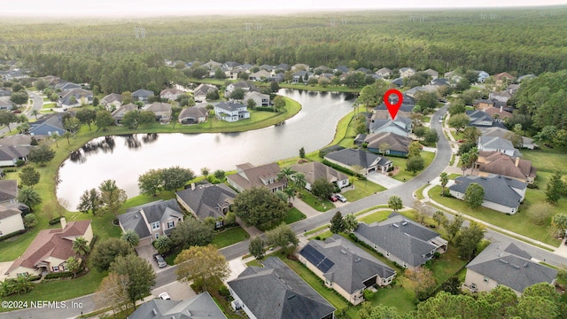 bird's eye view featuring a water view