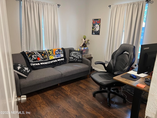 office featuring dark hardwood / wood-style floors