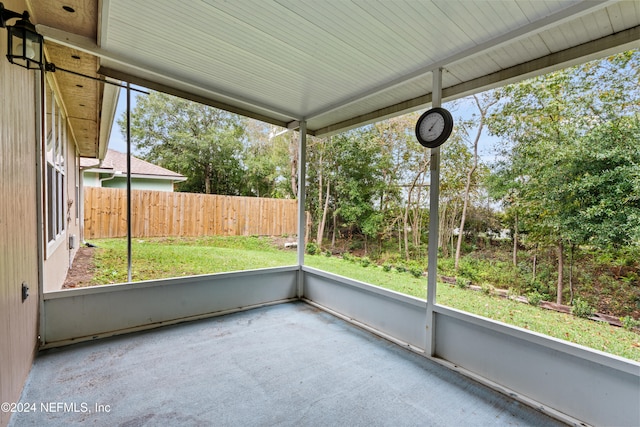 view of unfurnished sunroom