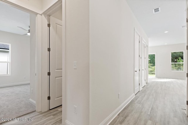 hall featuring light hardwood / wood-style flooring