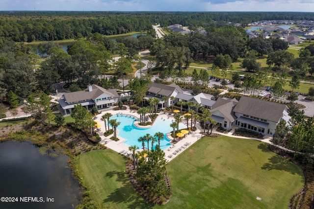 bird's eye view featuring a water view