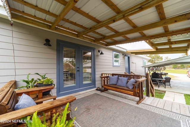 property entrance with french doors