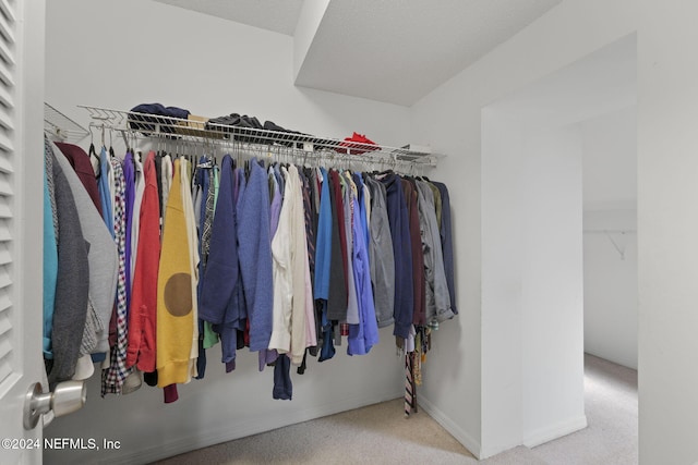 walk in closet featuring carpet floors