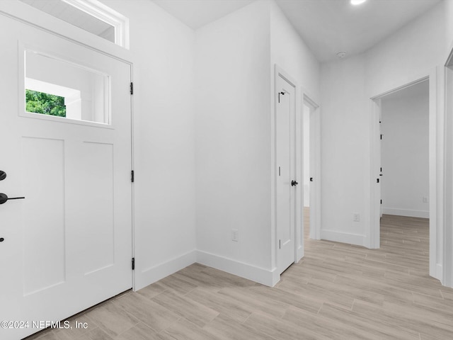 entrance foyer with light hardwood / wood-style flooring