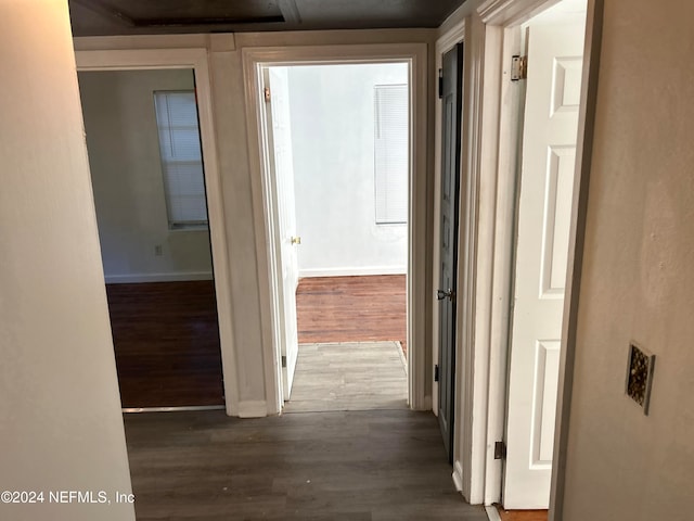 hallway featuring dark hardwood / wood-style floors