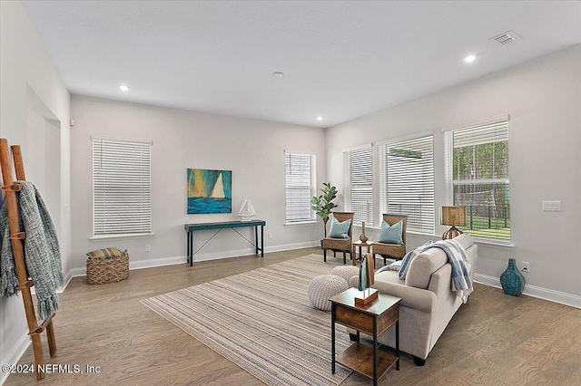 living room with hardwood / wood-style floors