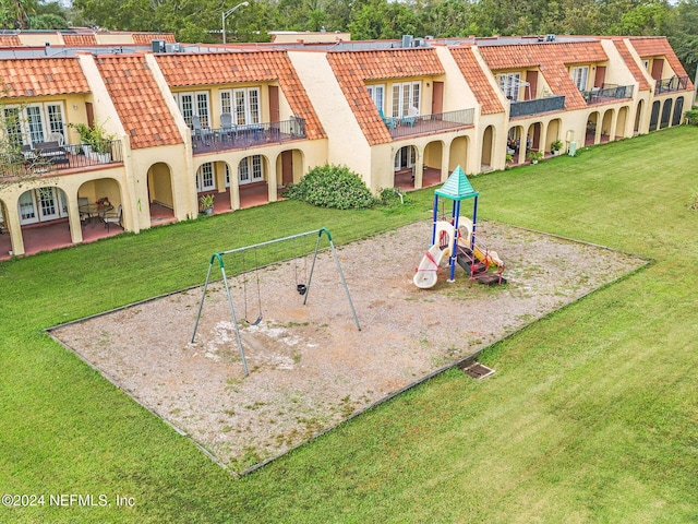 view of play area featuring a yard