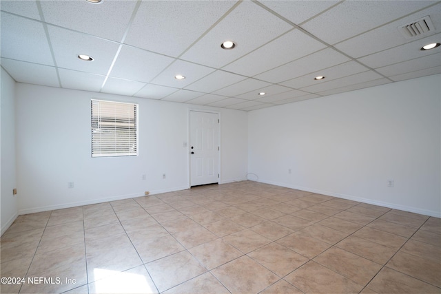 empty room with a drop ceiling