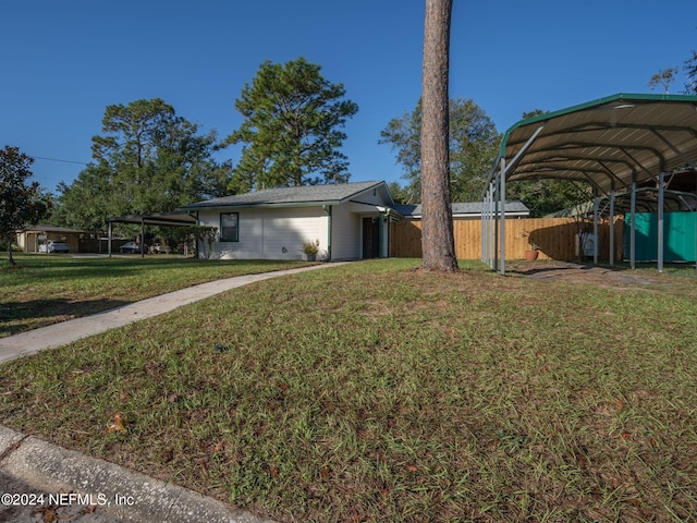 exterior space featuring a carport