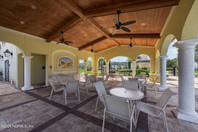 view of patio / terrace with ceiling fan