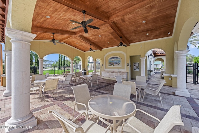 view of patio with ceiling fan