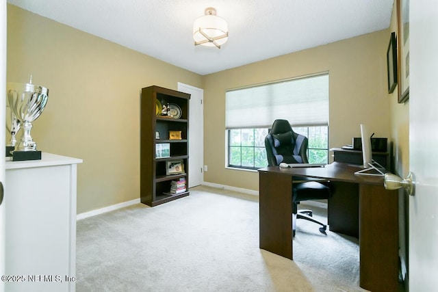 view of carpeted office space