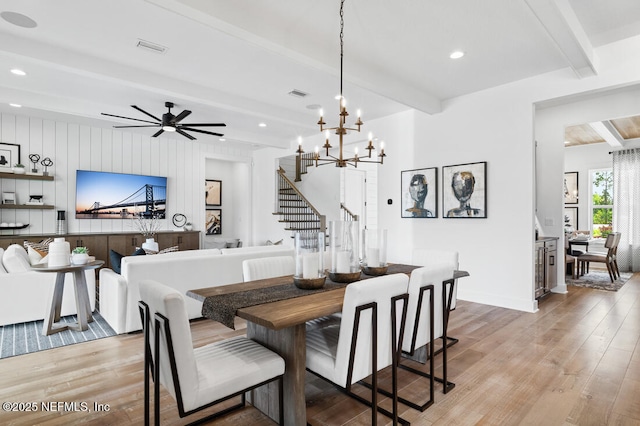 300 Hillendale Cir, Saint Johns, FL 32259 - dining area with beamed ceiling, visible vents, and light wood-style floors