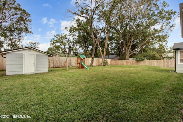 view of yard featuring a playground