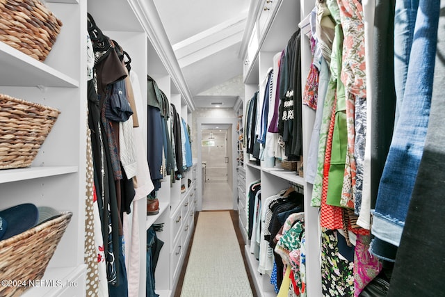 spacious closet featuring lofted ceiling