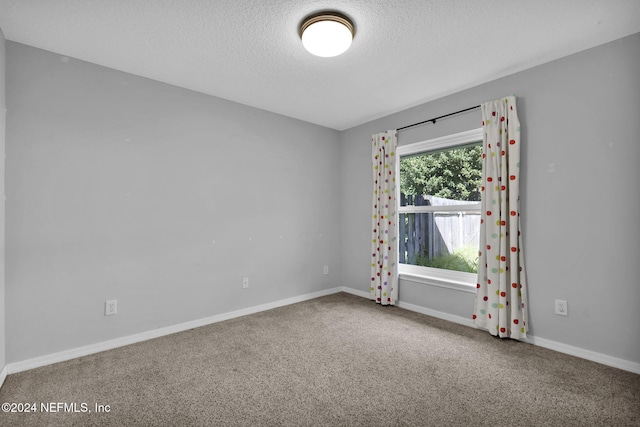 carpeted spare room with a textured ceiling