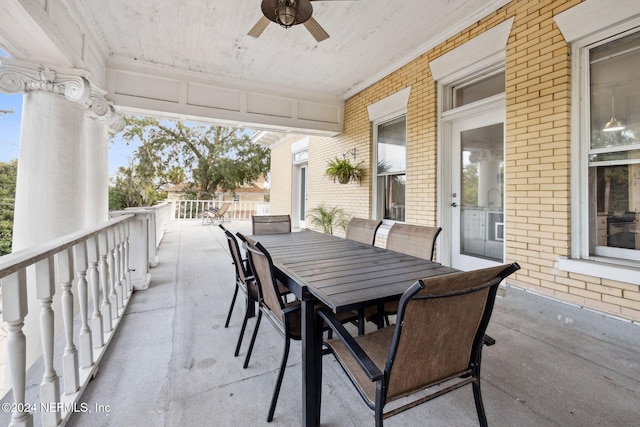 view of patio / terrace featuring ceiling fan