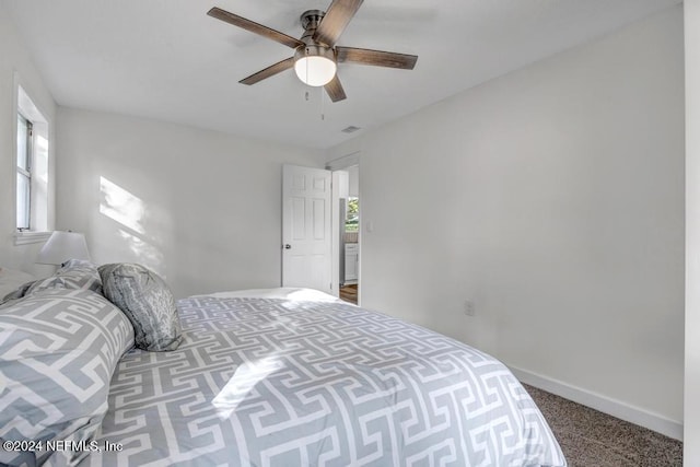 bedroom with carpet and ceiling fan