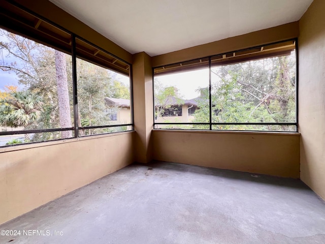 view of unfurnished sunroom