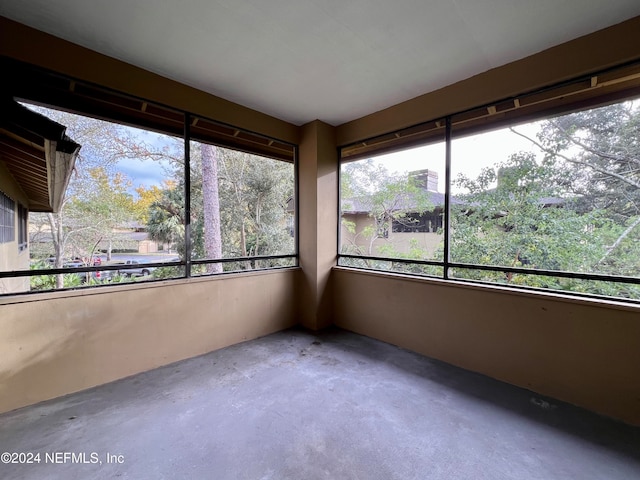 view of unfurnished sunroom