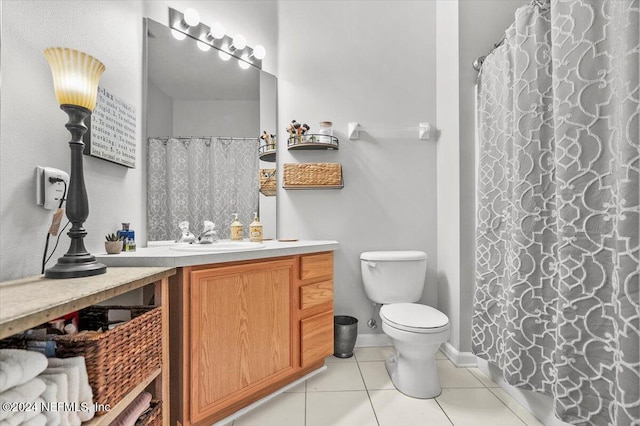 bathroom featuring tile patterned flooring, vanity, and toilet