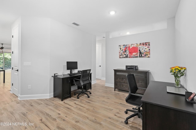 home office featuring light wood-type flooring