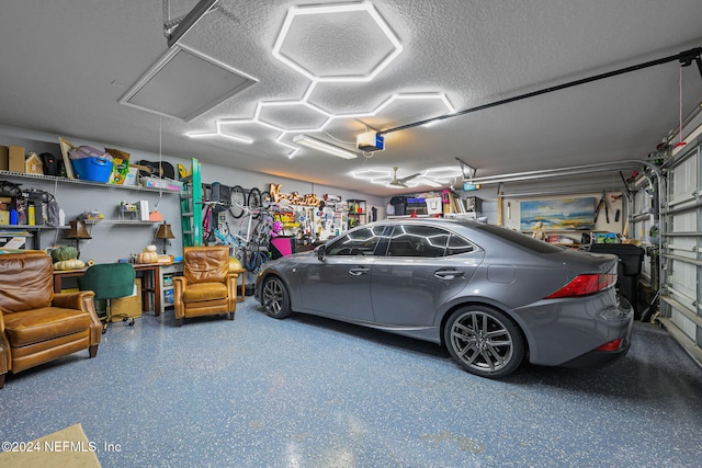 garage with a garage door opener