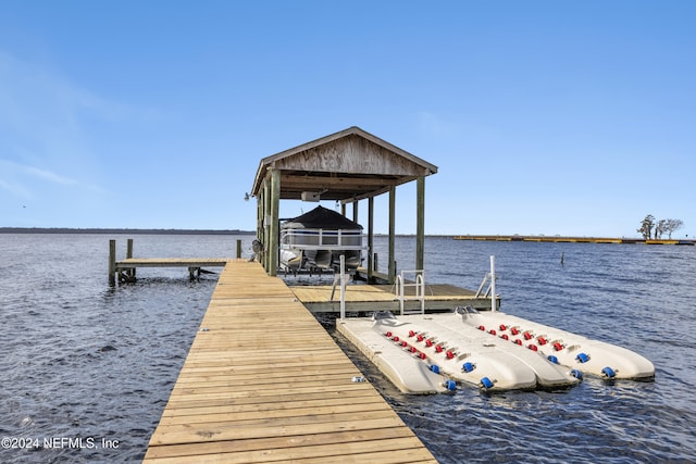 dock area featuring a water view