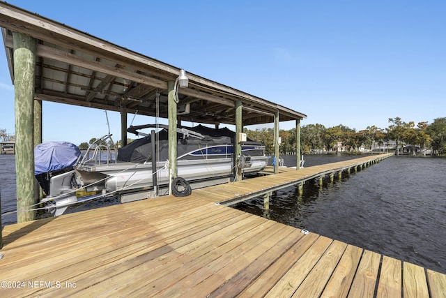 view of dock featuring a water view