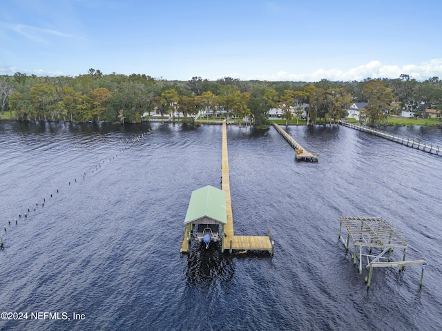 view of dock featuring a water view