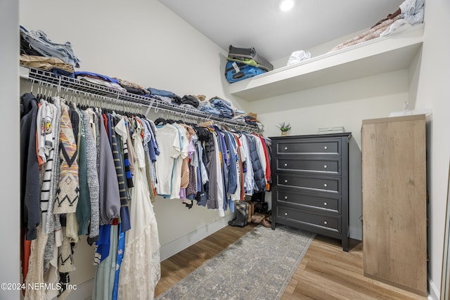 spacious closet with hardwood / wood-style floors