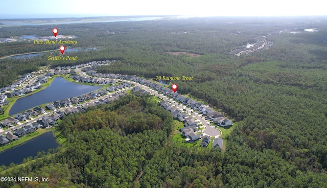 bird's eye view featuring a water view