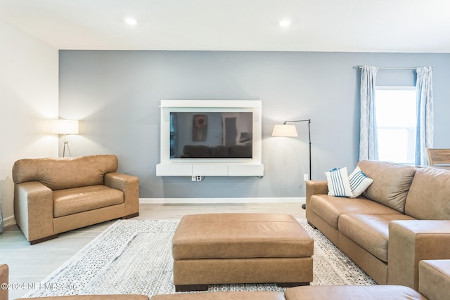 living room featuring light wood-type flooring