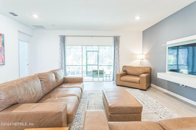 living room featuring light wood-type flooring