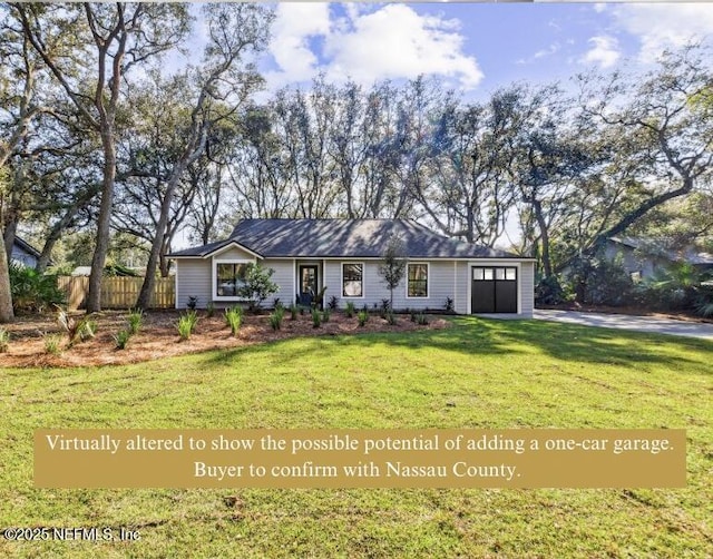 ranch-style home with a front yard