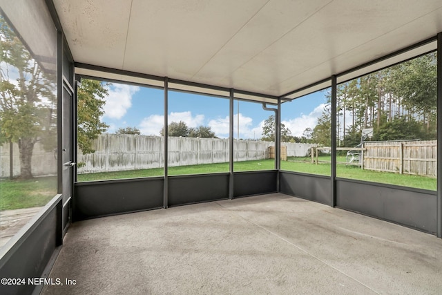 view of unfurnished sunroom