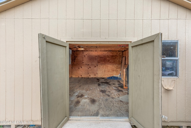 exterior details featuring wood walls