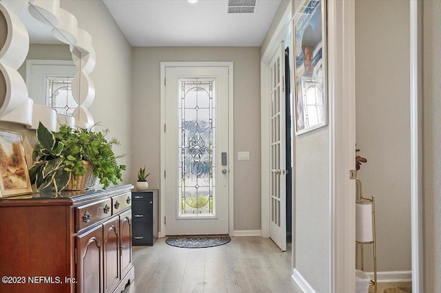 doorway featuring light hardwood / wood-style floors and plenty of natural light