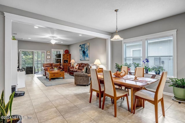 130 Wayfare Ln, Jacksonville, FL 32081 - dining area with recessed lighting, ceiling fan, and light tile patterned floors